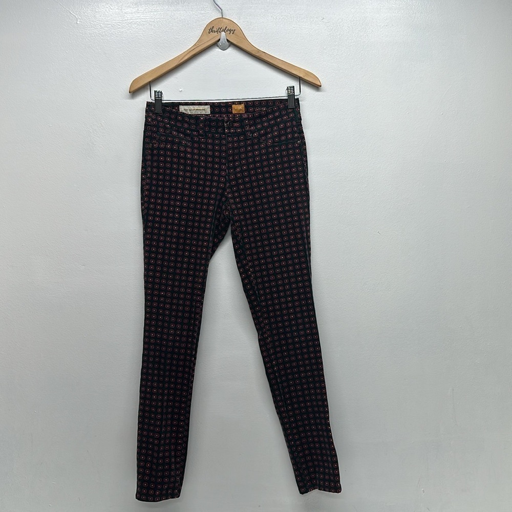 Pilcro and the Letterpress Corduroy Pants Pant Trouser Floral Green Pink Size 26